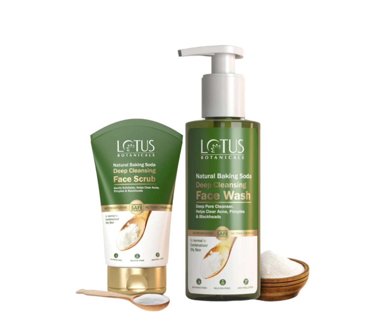 Lotus Botanicals Baking Soda Anti Acne First Aid Combo Face Wash And  Face Scrub